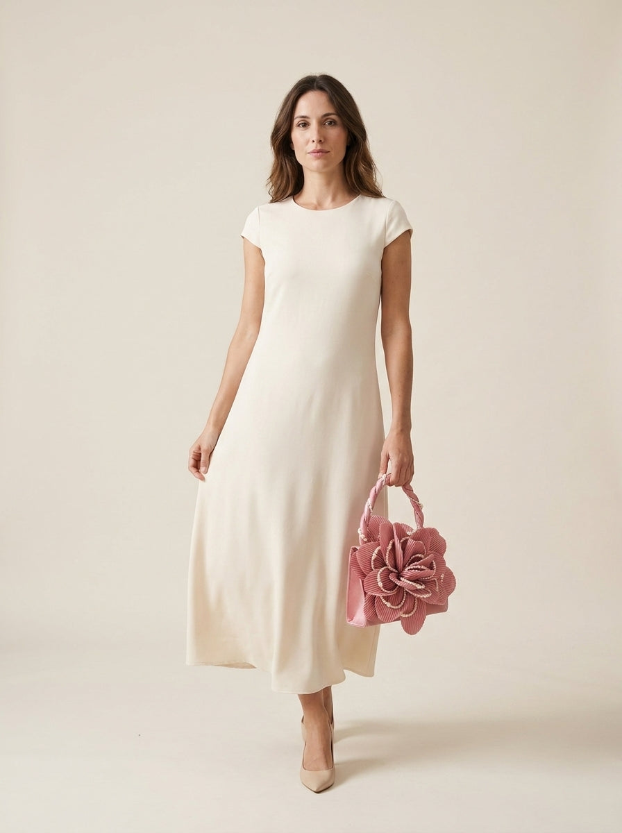 Rosa | Borsa a Petali con Manico di Perle