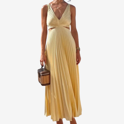 Vivienne | Abito da Sera Midi Plissettato con Schiena Scoperta