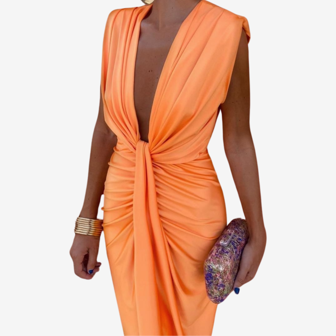 Assia | Abito Midi Drappeggiato