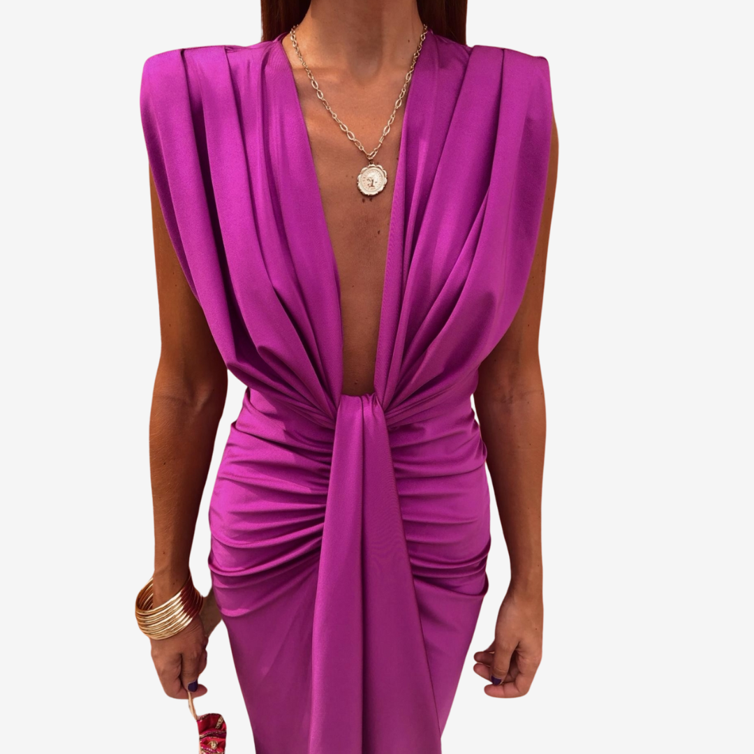 Assia | Abito Midi Drappeggiato